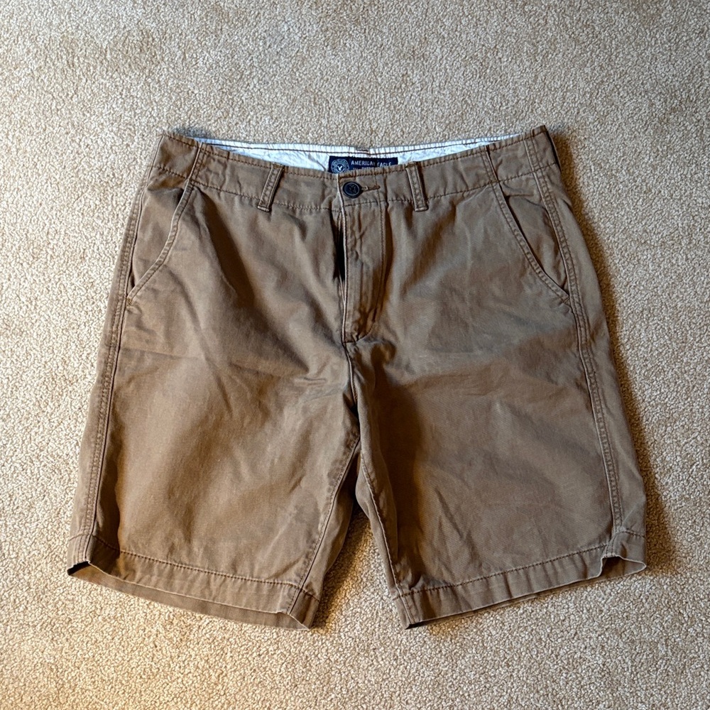 American Eagle Outfitters Tan Flat Front Shorts size 33 brown